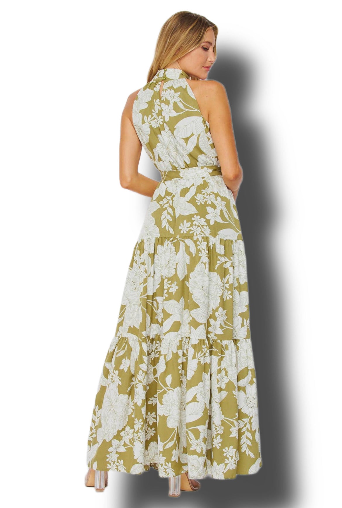 Flirty Floral Halter Maxi Dress