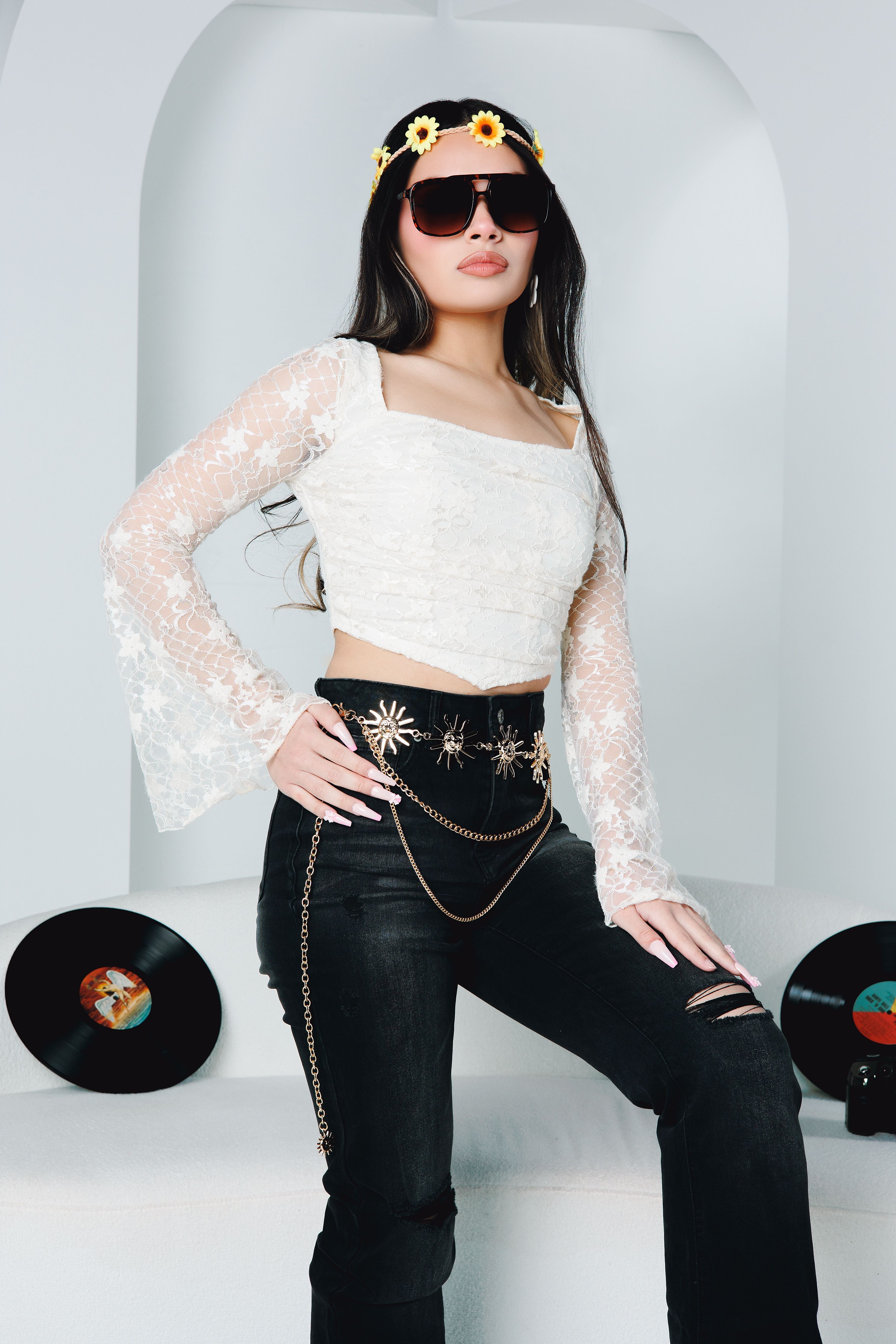 Landslide Lace Bell Sleeve Top