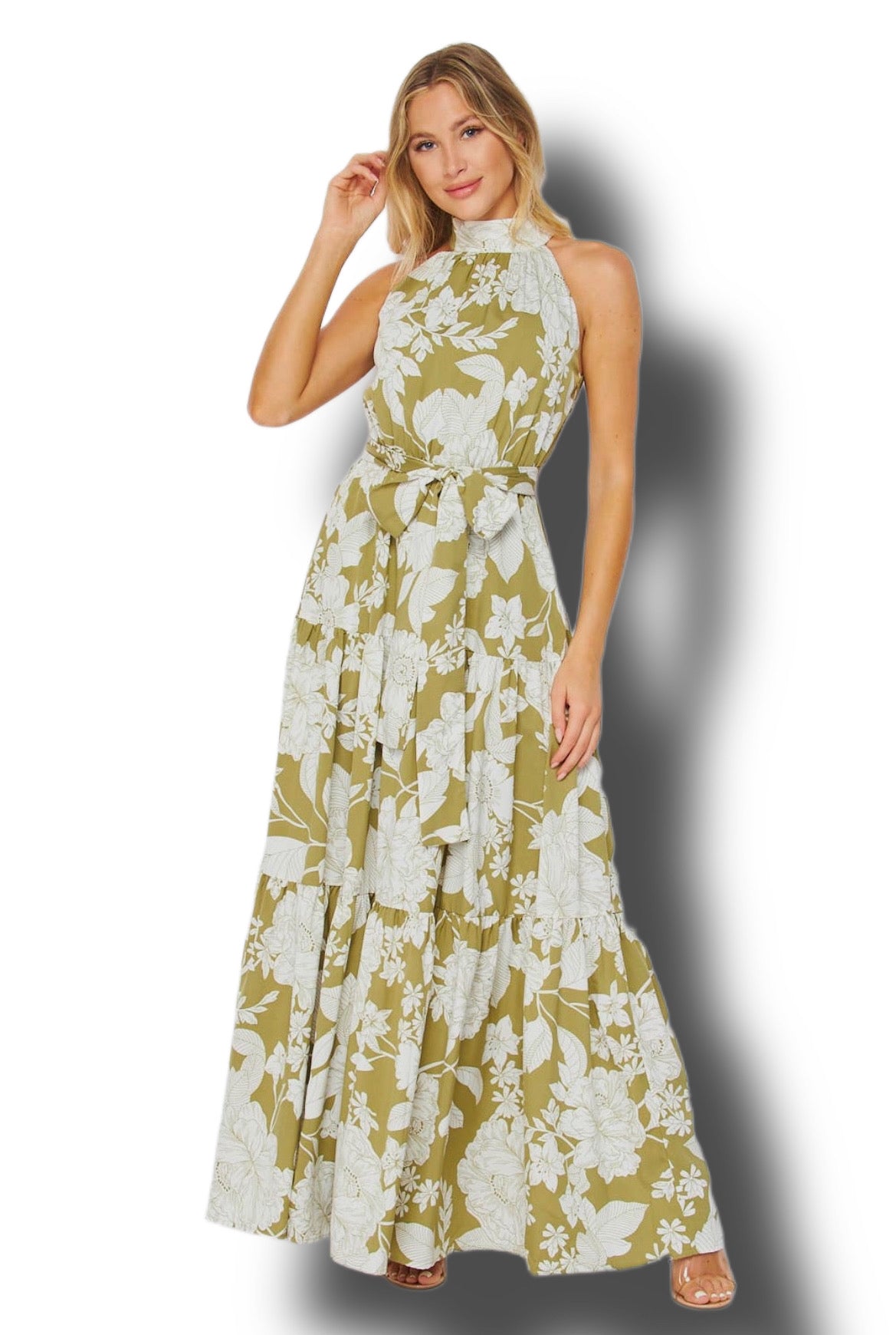 Flirty Floral Halter Maxi Dress