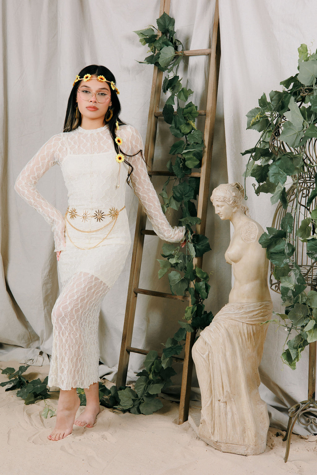 Vestido midi de encaje Rhiannon