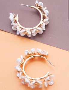 Pearl Flower Hoops