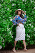 Falda midi color blanco roto