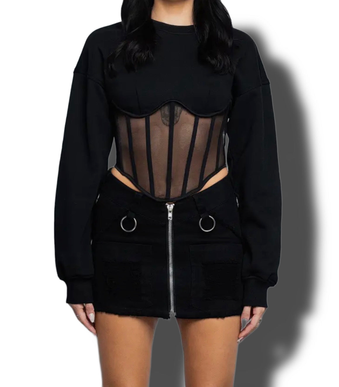 Onyx Corset Sweater Top