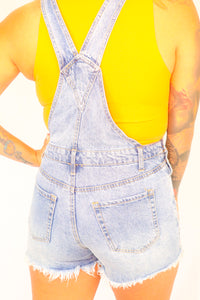 Distressed Denim Overalls