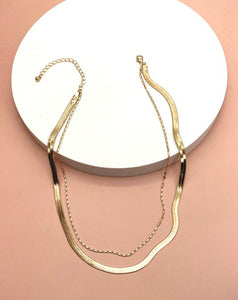 Layered Flat and snake Gold Chain