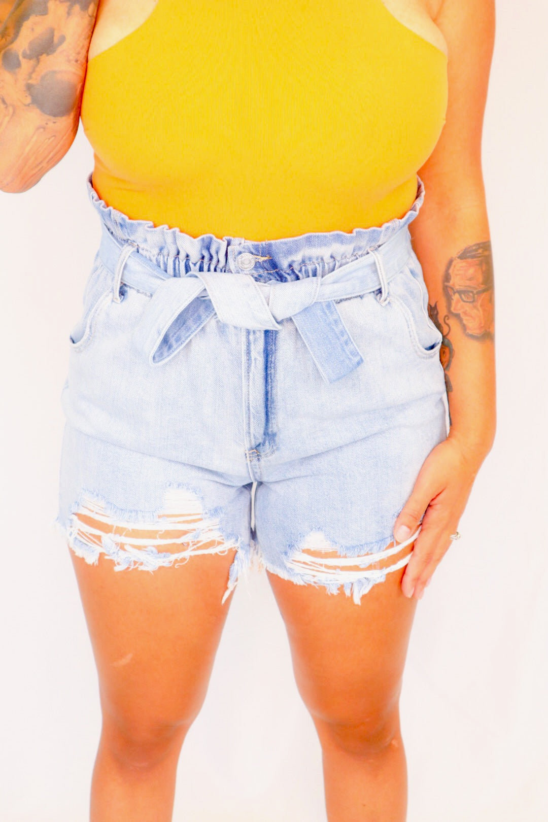 PaperBag Denim Shorts