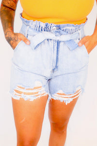 PaperBag Denim Shorts